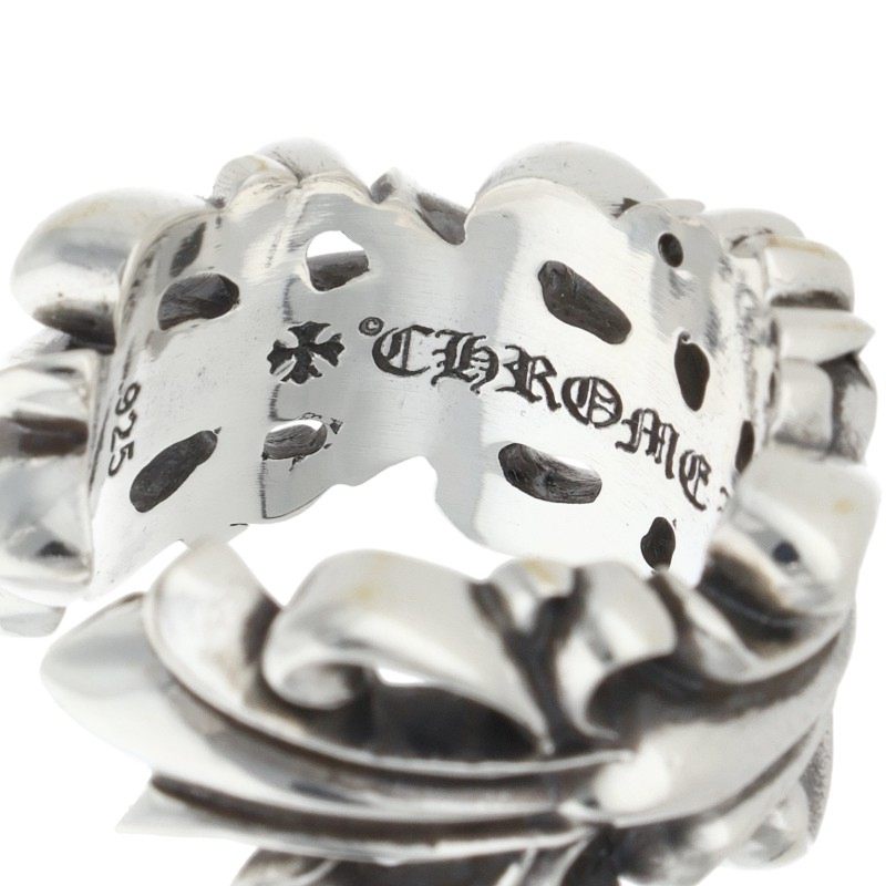 Chrome Hearts DBL FLRL CRS Silver Ring Size ONE SIZE