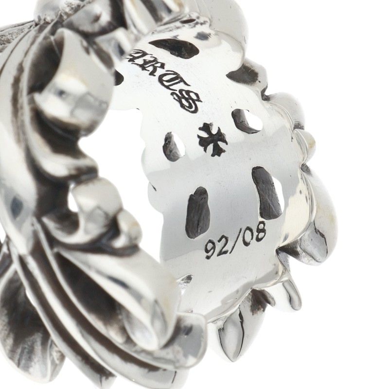 Chrome Hearts DBL FLRL CRS Silver Ring Size ONE SIZE