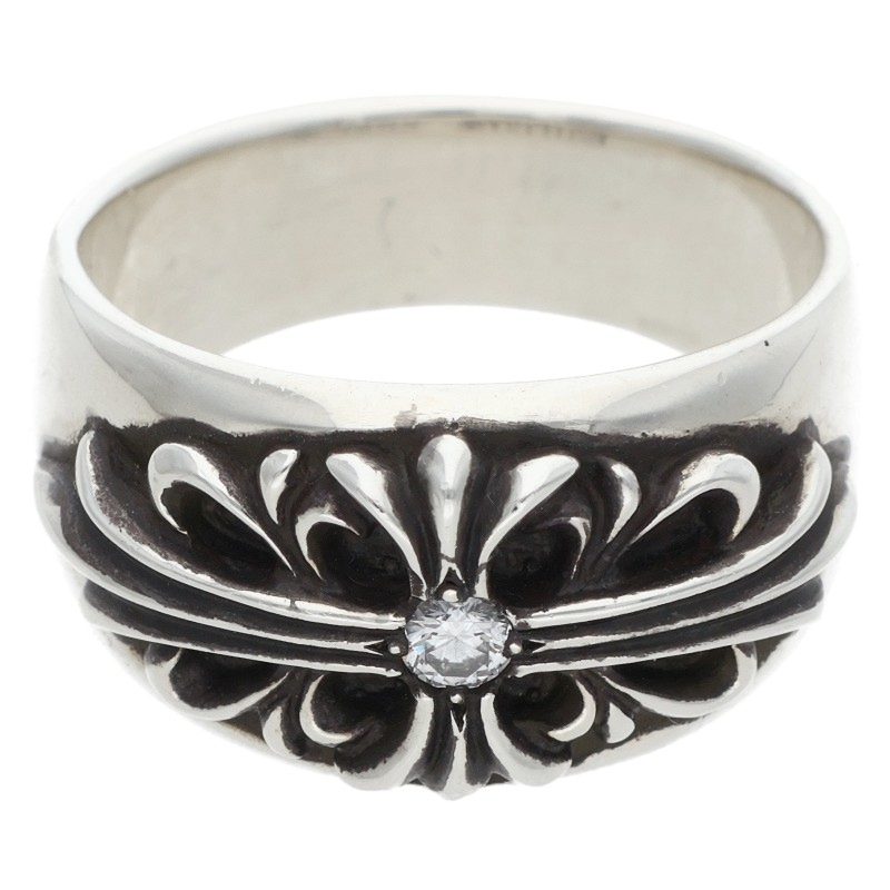 Chrome Hearts Floral Cross 1 Diamond Ring Size 26.5