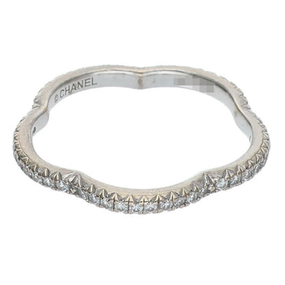 CHANEL Camellia 18K White Gold Full Pave Ring Size ONE SIZE