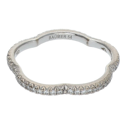 CHANEL Camellia 18K White Gold Full Pave Ring Size ONE SIZE