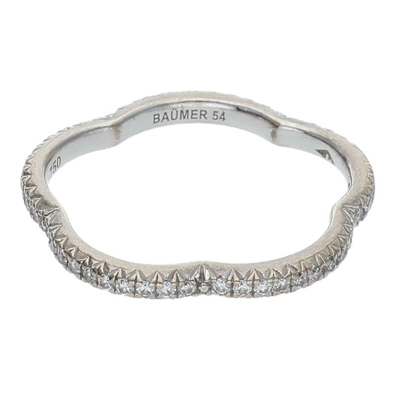 CHANEL Camellia 18K White Gold Full Pave Ring Size ONE SIZE