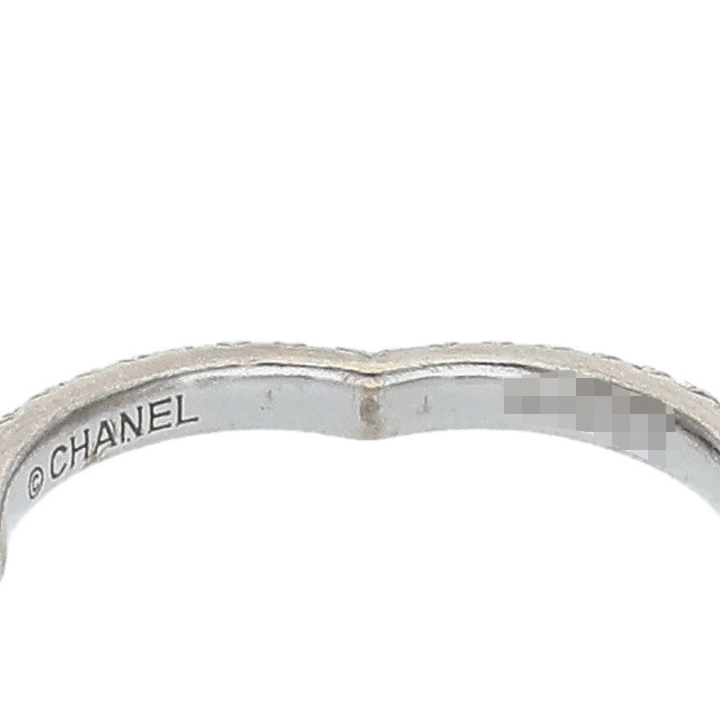 CHANEL Camellia 18K White Gold Full Pave Ring Size ONE SIZE