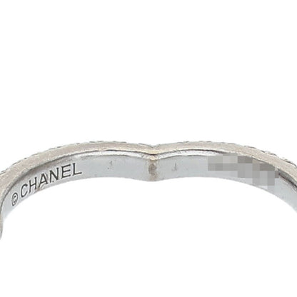 CHANEL Camellia 18K White Gold Full Pave Ring Size ONE SIZE