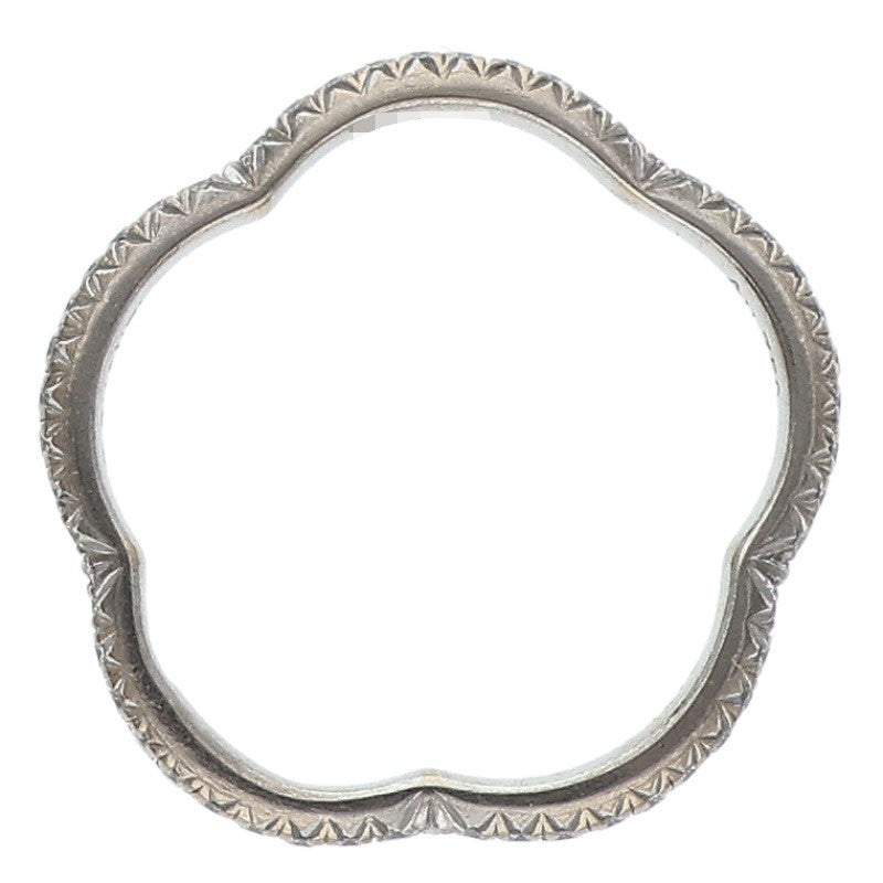 CHANEL Camellia 18K White Gold Full Pave Ring Size ONE SIZE
