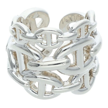 HERMES Chaine d'Ancre Enchainee GM Silver Ring Size 51