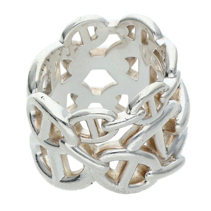 HERMES Chaine d'Ancre Enchainee GM Silver Ring Size 51