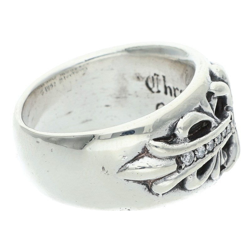 Chrome Hearts Floral Cross Pave Silver Ring Size 19.5