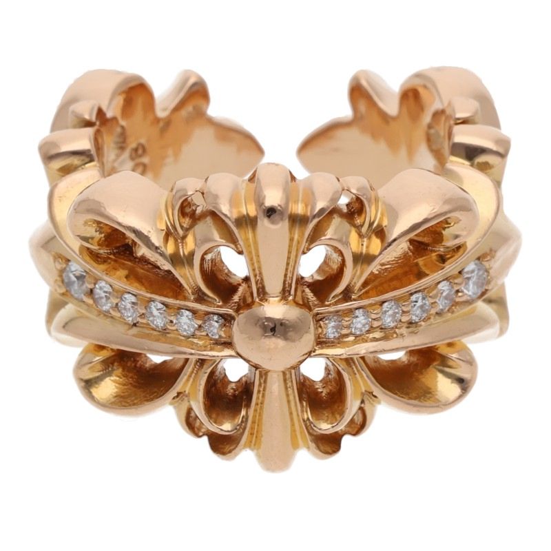 Chrome Hearts 22K DBL FLRL CRS PAVE ONE SIZE Ring Size ONE SIZE