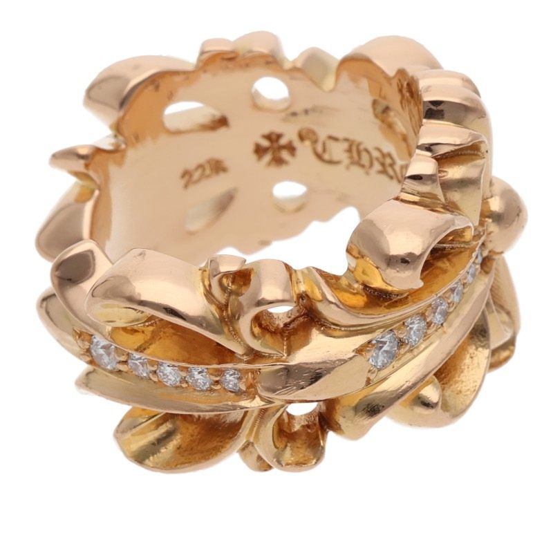 Chrome Hearts 22K DBL FLRL CRS PAVE ONE SIZE Ring Size ONE SIZE