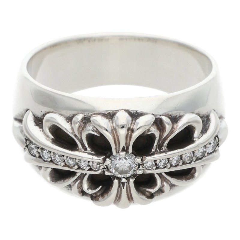 Chrome Hearts FLRL CRS P DMND Pave Diamond Ring Size 23.5