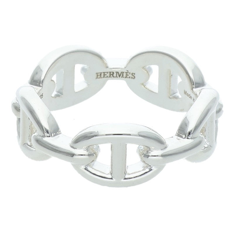 HERMES Chaine d'Ancre Enchainee PM Silver Ring Size 56