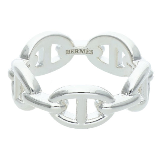 HERMES Chaine d'Ancre Enchainee PM Silver Ring Size 56