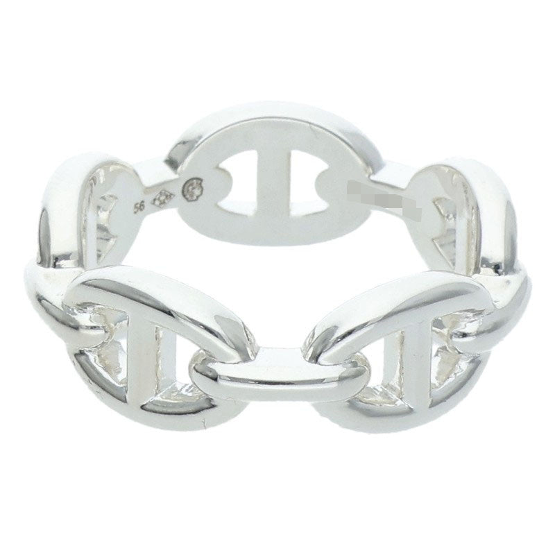 HERMES Chaine d'Ancre Enchainee PM Silver Ring Size 56
