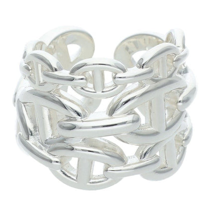 HERMES Chaine d'Ancre Enchainee GM Silver Ring Size 57