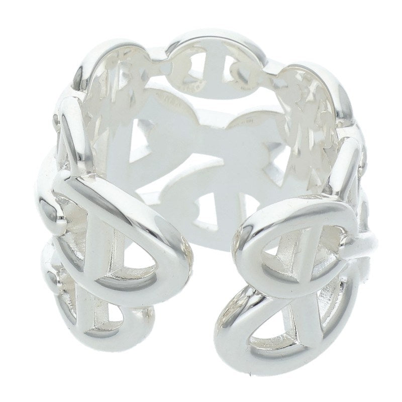 HERMES Chaine d'Ancre Enchainee GM Silver Ring Size 57