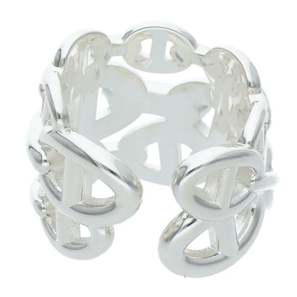 HERMES Chaine d'Ancre Enchainee GM Silver Ring Size 57