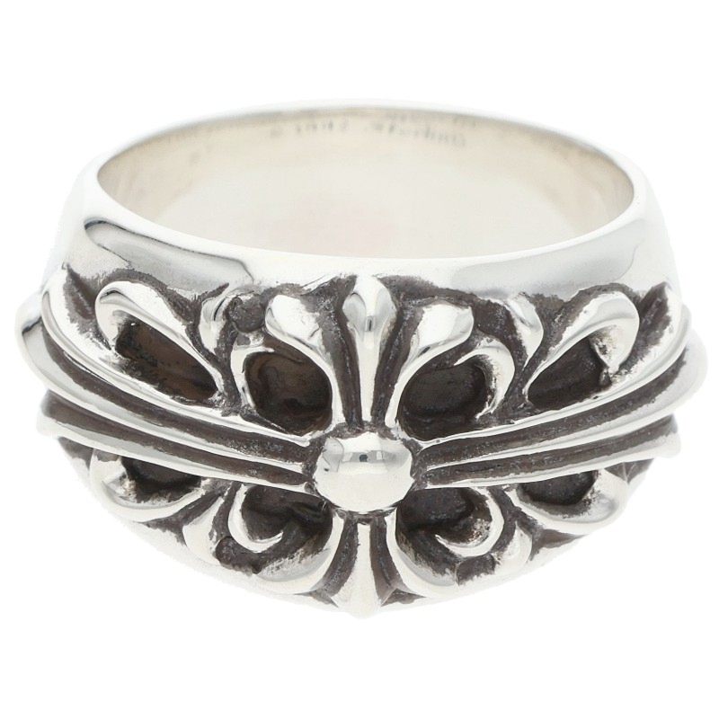 Chrome Hearts Floral Cross Sterling Silver Ring Size US 9
