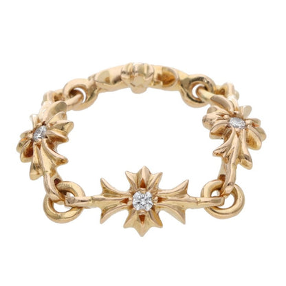 Chrome Hearts 22K Tiny ECH Plus Diamond Gold Ring Size 11.5