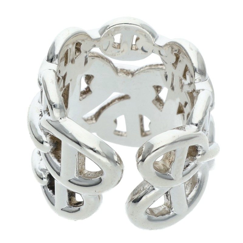 HERMES Chaine d'Ancre Enchainee GM 925 Silver Ring Size 49