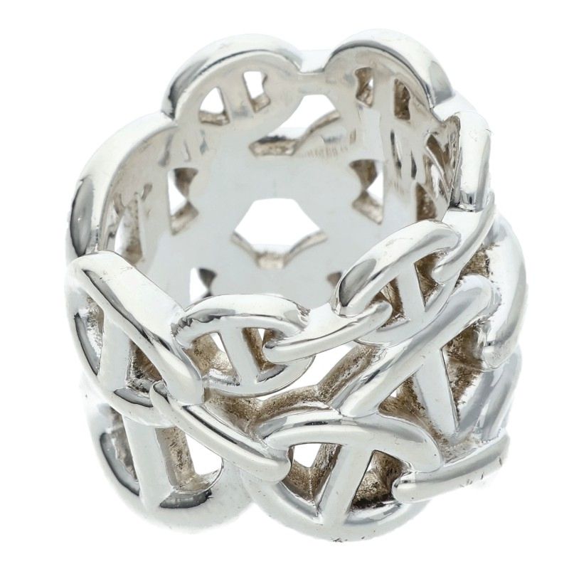 HERMES Chaine d'Ancre Enchainee GM 925 Silver Ring Size 49