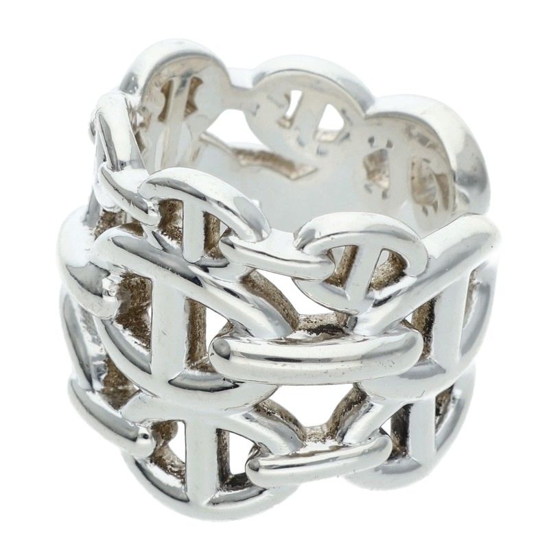 HERMES Chaine d'Ancre Enchainee GM 925 Silver Ring Size 49
