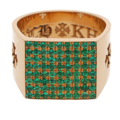 Chrome Hearts PAVE Emerald Cigar Gold Ring Size ONE SIZE