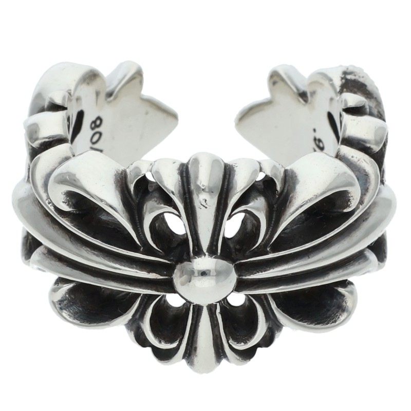 Chrome Hearts DBL FLRL CRS 925 Silver Ring Size ONE SIZE