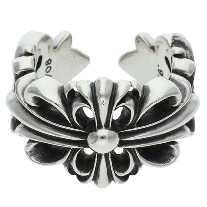 Chrome Hearts DBL FLRL CRS 925 Silver Ring Size ONE SIZE