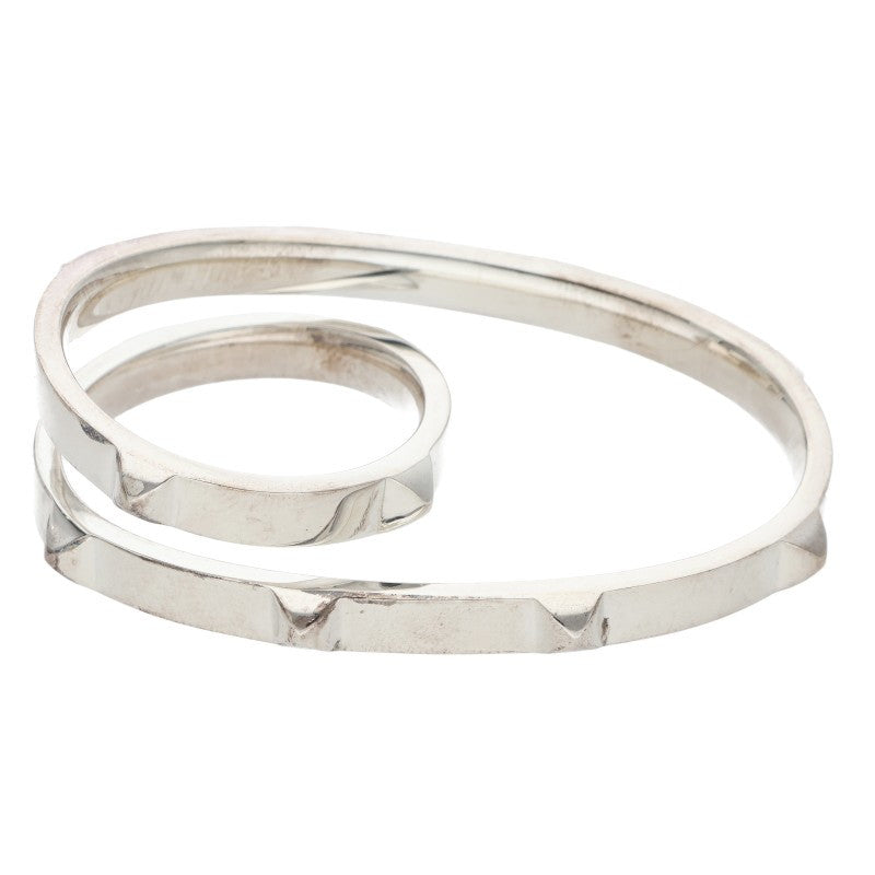 HERMES Clou de H Double Finger Silver Ring Size 63
