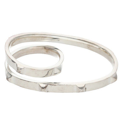 HERMES Clou de H Double Finger Silver Ring Size 63