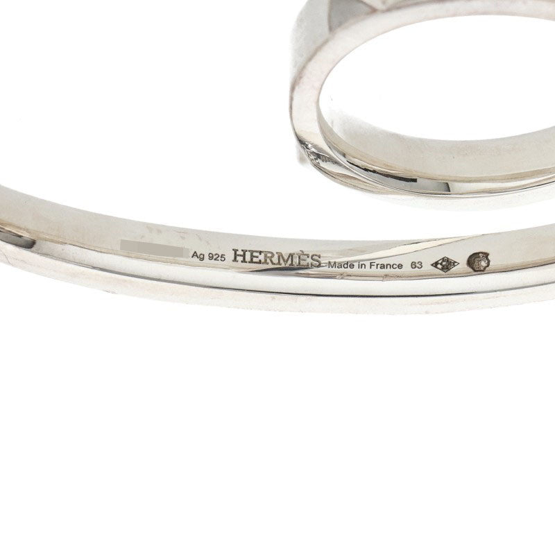 HERMES Clou de H Double Finger Silver Ring Size 63