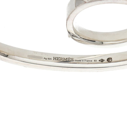 HERMES Clou de H Double Finger Silver Ring Size 63