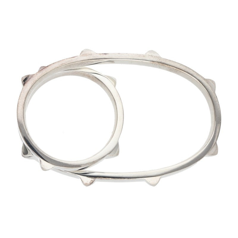 HERMES Clou de H Double Finger Silver Ring Size 63