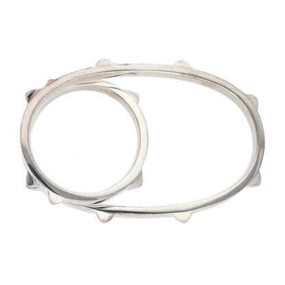 HERMES Clou de H Double Finger Silver Ring Size 63