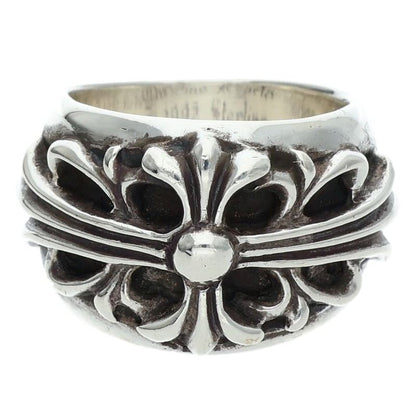 Chrome Hearts FLRL CRS Floral Cross Silver Ring Size JP 11.5
