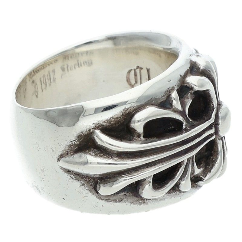 Chrome Hearts FLRL CRS Floral Cross Silver Ring Size JP 11.5
