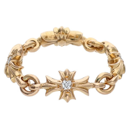 Chrome Hearts Tiny ECH Plus Diamond Gold Ring Size ONE SIZE