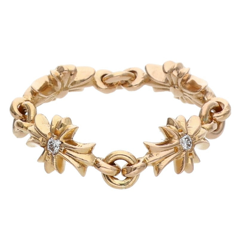 Chrome Hearts Tiny ECH Plus Diamond Gold Ring Size ONE SIZE