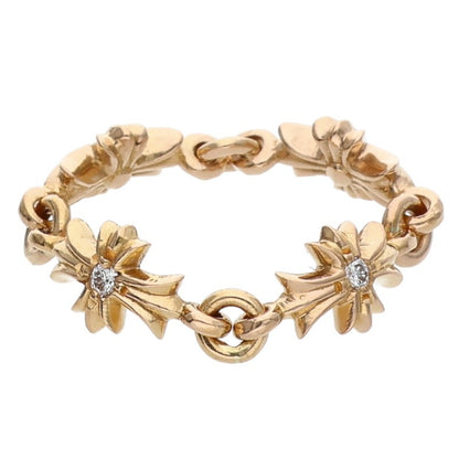 Chrome Hearts Tiny ECH Plus Diamond Gold Ring Size ONE SIZE
