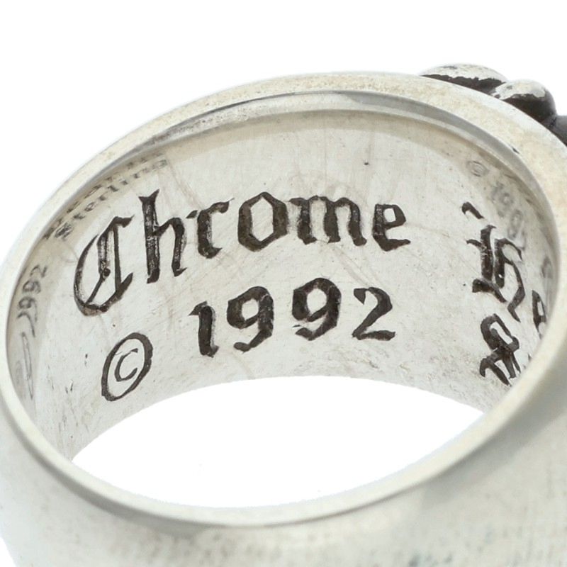 Chrome Hearts FLRL CRS Floral Cross Silver Ring Size 13.5