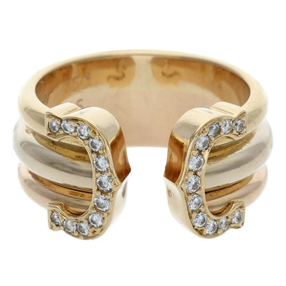 Cartier C2 Trinity K18 YG WG PG Diamond Ring Size 46