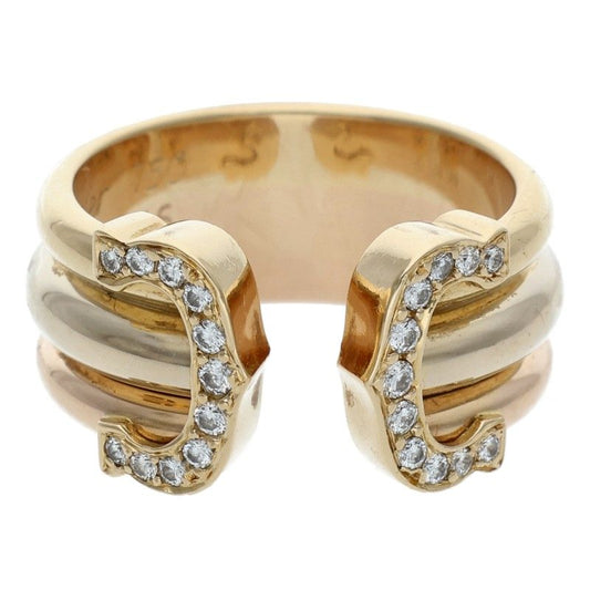 Cartier C2 Trinity K18 YG WG PG Diamond Ring Size 46