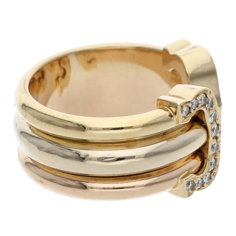Cartier C2 Trinity K18 YG WG PG Diamond Ring Size 46