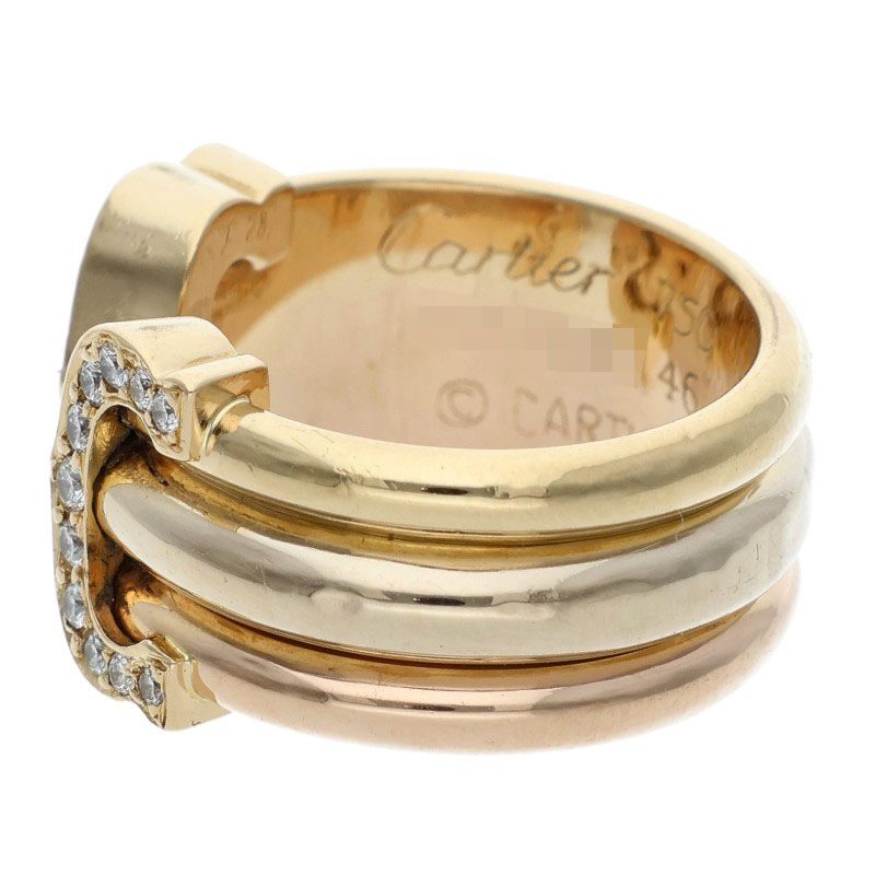 Cartier C2 Trinity K18 YG WG PG Diamond Ring Size 46