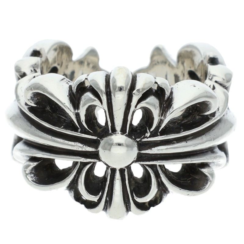 Chrome Hearts DBL FLRL CRS Silver Ring Size 11.5