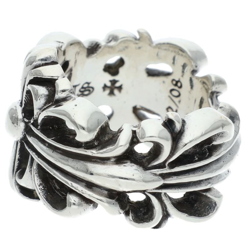 Chrome Hearts DBL FLRL CRS Silver Ring Size 11.5