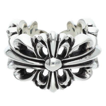 Chrome Hearts DBL Floral Cross Silver Ring 925 Size ONE SIZE