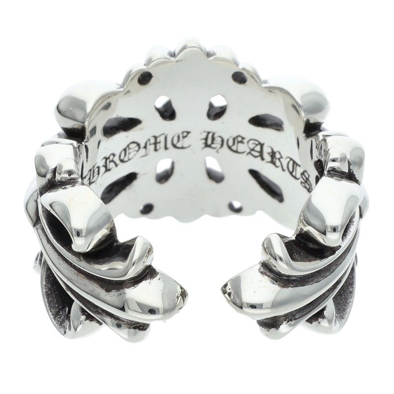 Chrome Hearts DBL Floral Cross Silver Ring 925 Size ONE SIZE