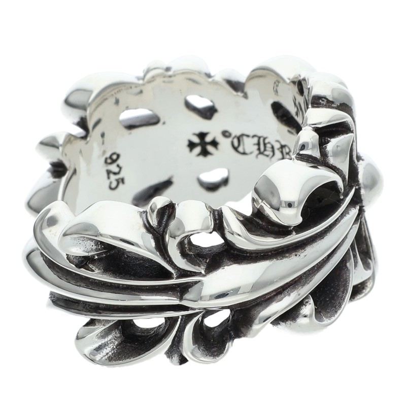 Chrome Hearts DBL Floral Cross Silver Ring 925 Size ONE SIZE